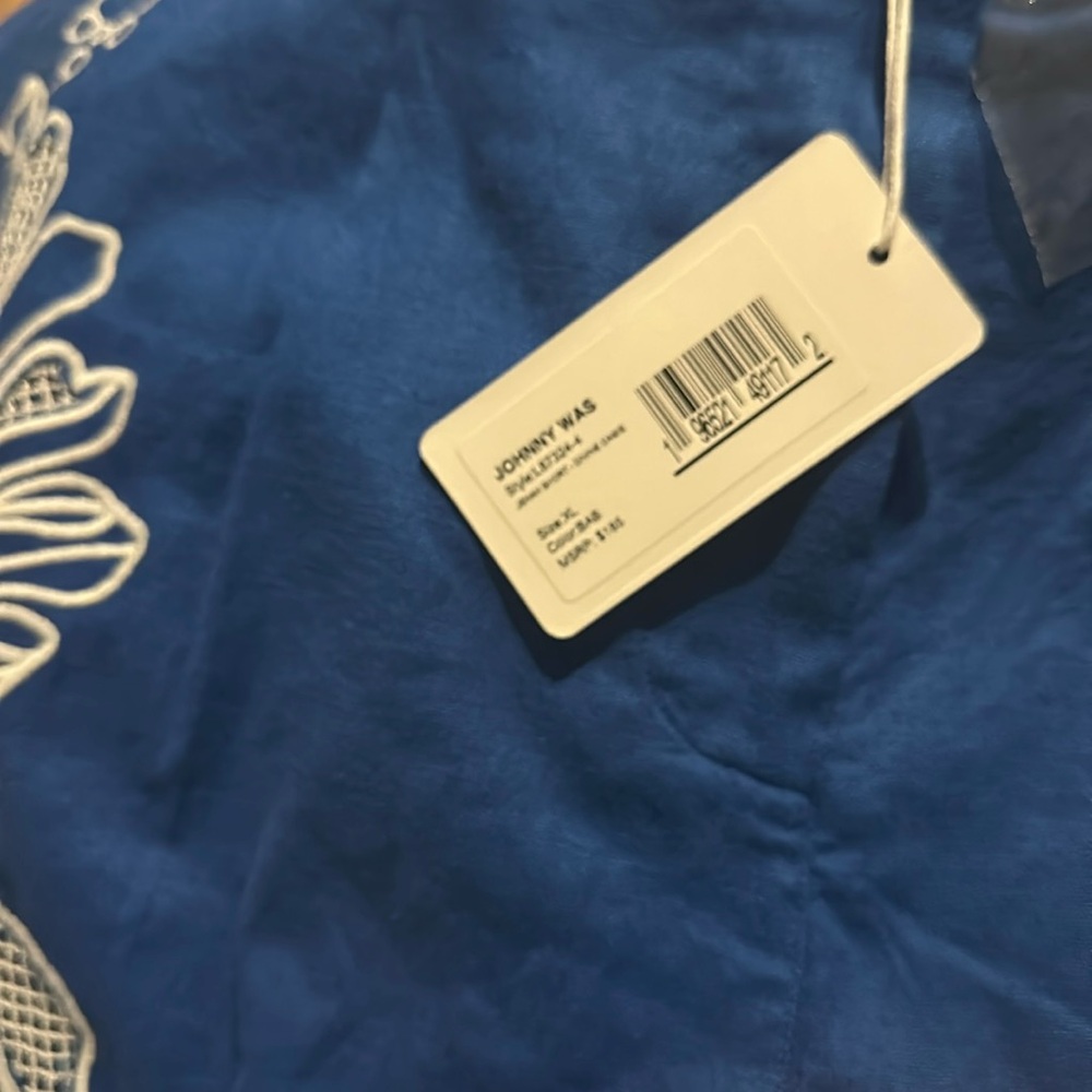 2 piece Jade Johnny Was Jodie Easy Jacket Blue and White Embroidered Set - Picture 10 of 11